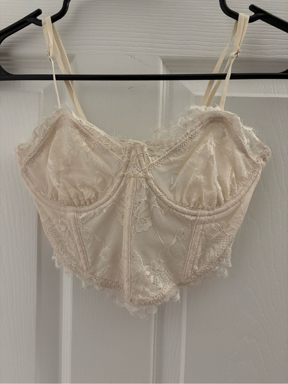 Forever 21 Lace Longline Bralette in Ivory